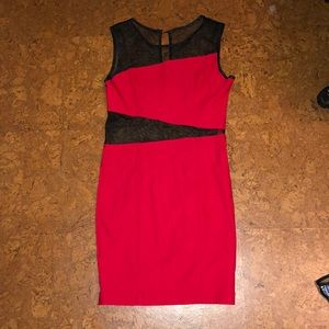 Black and red tight mesh dress